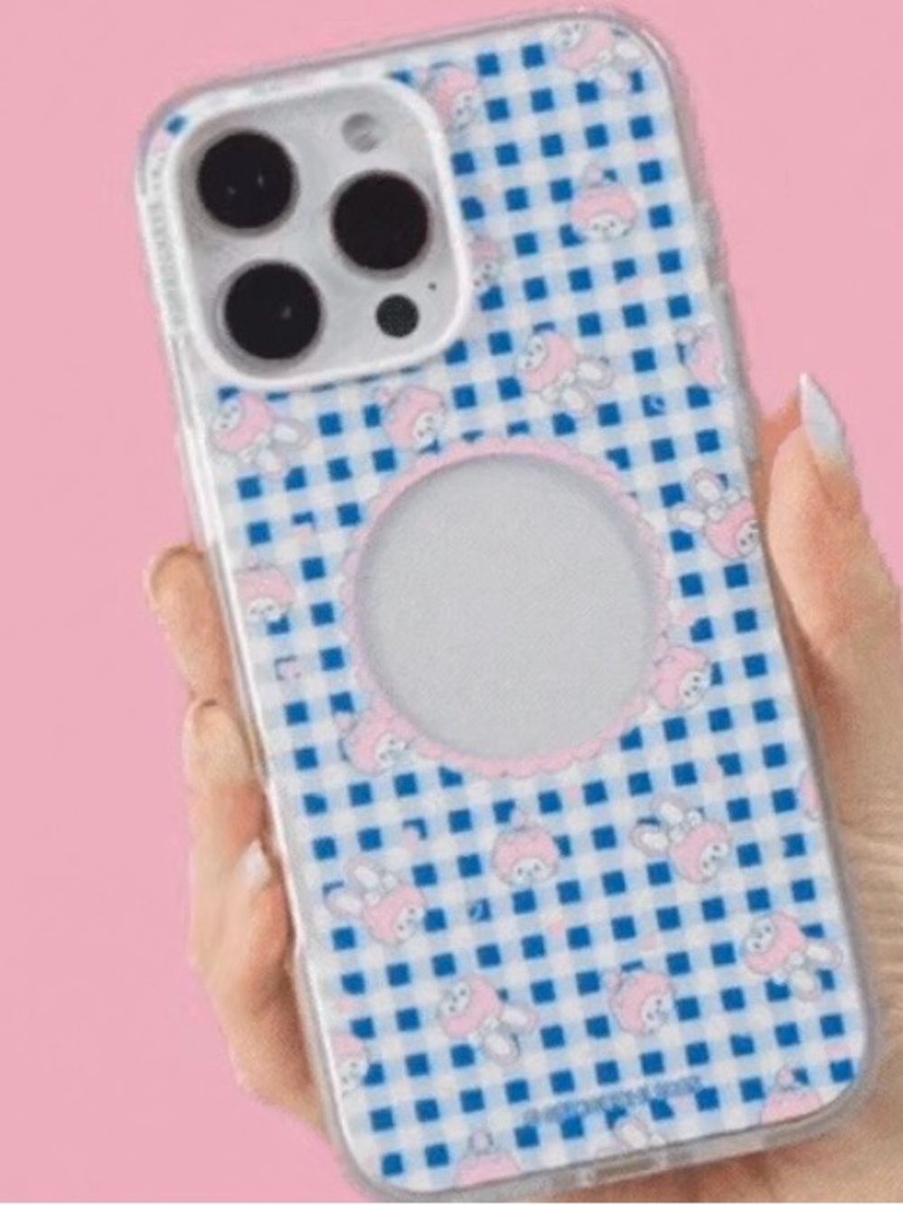 PopSocket Pink Fuzzy Pom Phone Grip with Clear Case - Picture 7 of 8